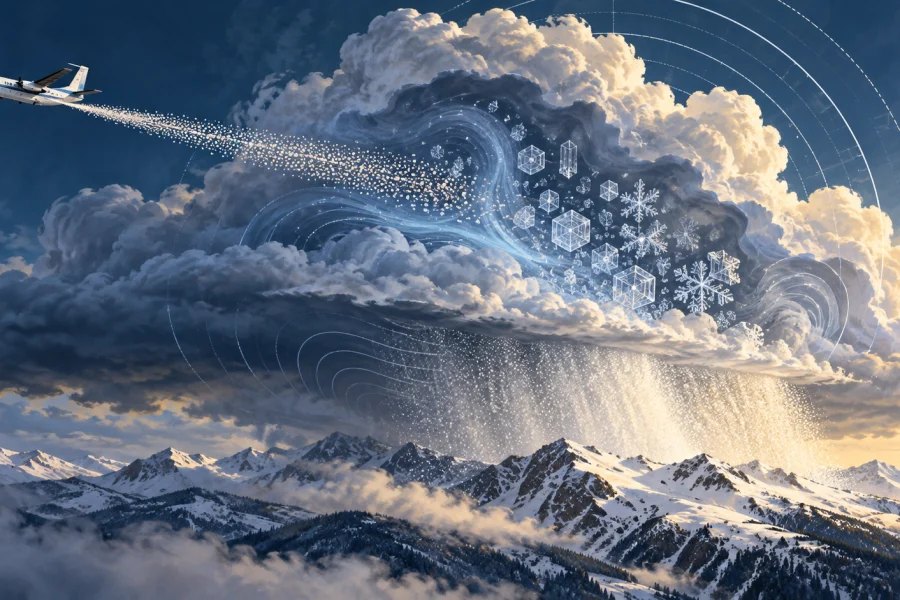 Original editorial illustration for Can We Really Make It Rain by Seeding Clouds?