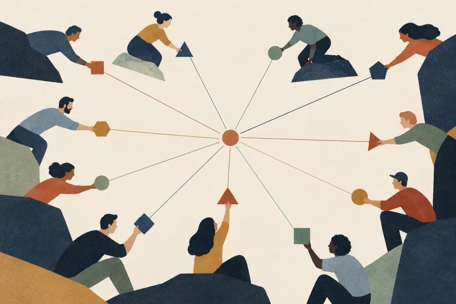 Independent people offer different estimates towards a shared result