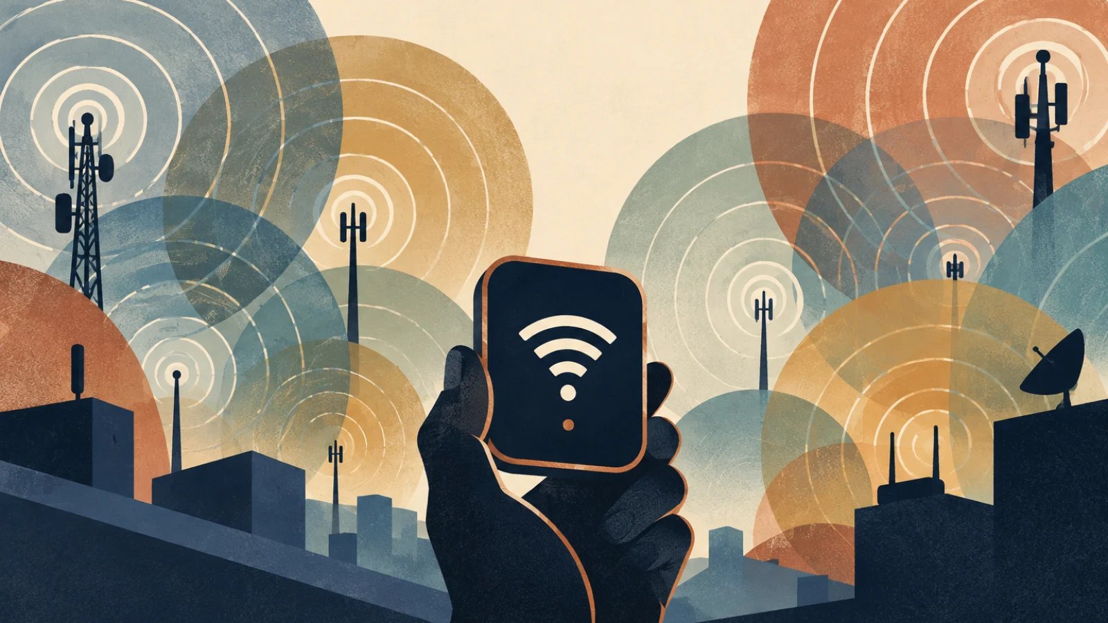 Phone shows strong Wi-Fi while competing wireless signals crowd around it